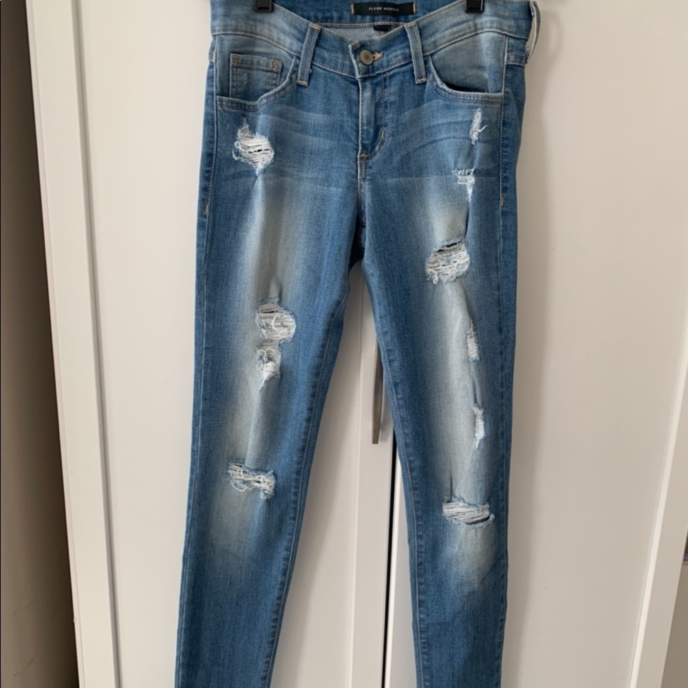 Flying Monkey destructed stretch skinny blue jean size 26 NEW! (could fit a 25 )